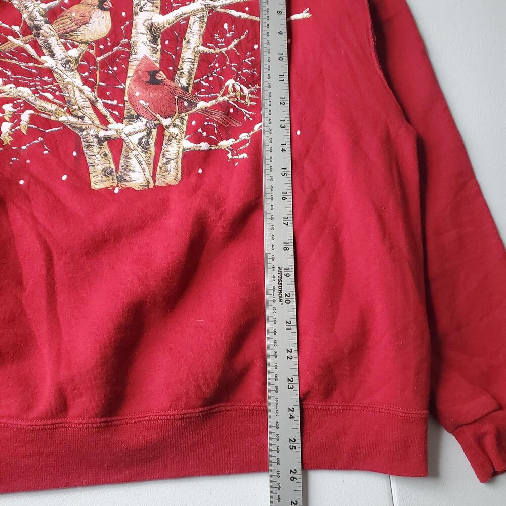 Cardinal Christmas Sweatshirt Womens XL Red Winter Bird Graphic Fleece Crewneck - Picture 4 of 7
